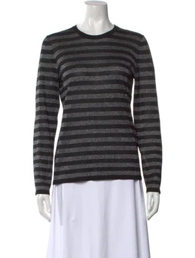 Pre-owned Michael Kors Striped Crew Neck Top In Black/grey