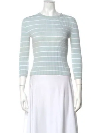 Pre-owned Michael Kors Striped Crew Neck Top In Blue