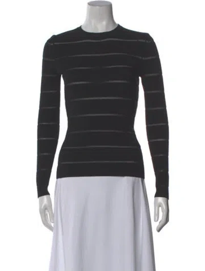 Pre-owned Michael Kors Striped Crew Neck Top In Gray