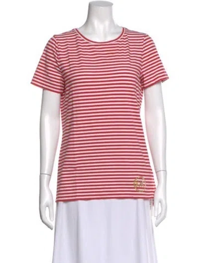 Pre-owned Michael Kors Striped Crew Neck T-shirt In Pink