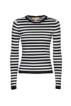 Michael Kors Striped Stretch Knit Sweater In Blu-b.co