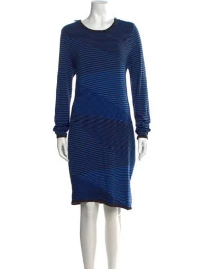 Pre-owned Michael Kors Striped Knee-length Dress In Black/blue