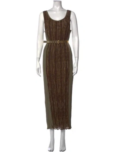 Pre-owned Michael Kors Striped Long Dress In Green