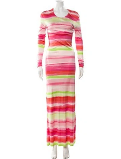 Pre-owned Michael Kors Striped Long Dress In Pink