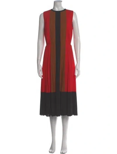 Pre-owned Michael Kors Striped Long Dress In Red