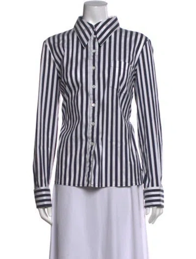 Pre-owned Michael Kors Striped Long Sleeve Blouse In Multicolor