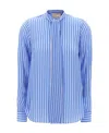 Michael Kors Striped Motif Print Blouse With Fabric Scarf In Blue