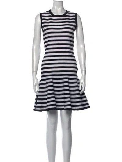 Pre-owned Michael Kors Striped Mini Dress In Black