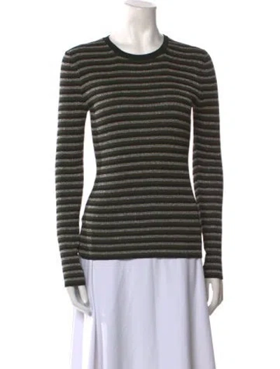 Pre-owned Michael Kors Striped Scoop Neck Sweater In Black