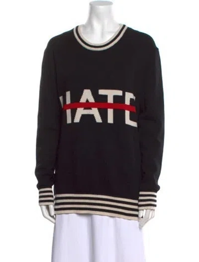 Pre-owned Michael Kors Striped Scoop Neck Sweater In Black