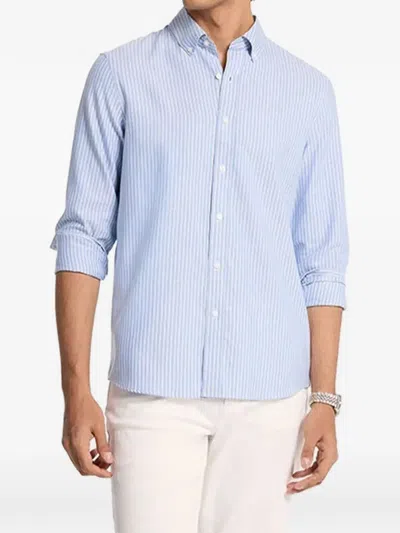 Michael Kors Classic-fit Striped Cotton Shirt In Blue