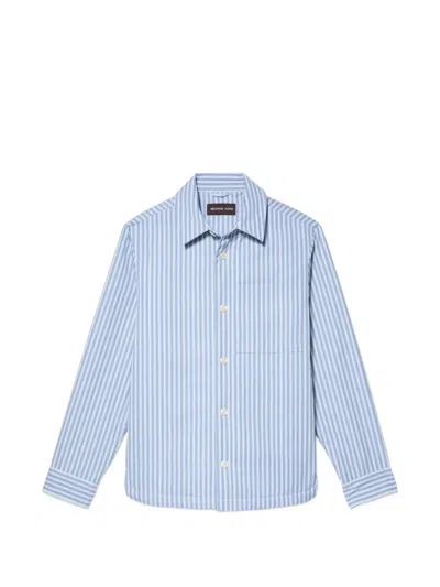Michael Kors Striped Shirt Jacket In Blue