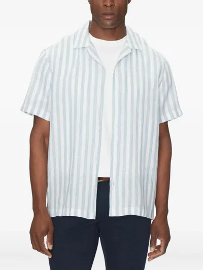 Michael Kors Striped Short-sleeve Shirt In Blue