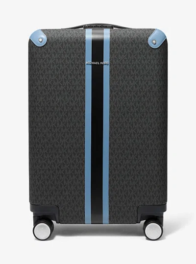Michael Kors Striped Signature Logo Suitcase In Blue