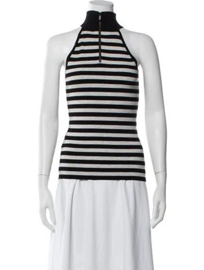 Pre-owned Michael Kors Striped Sleeveless Top In Black