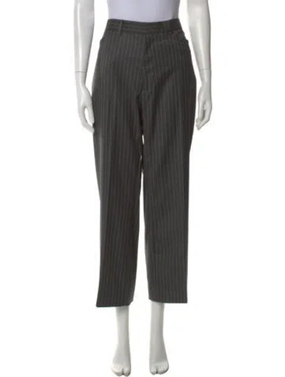 Pre-owned Michael Kors Striped Straight Leg Pants In Gray
