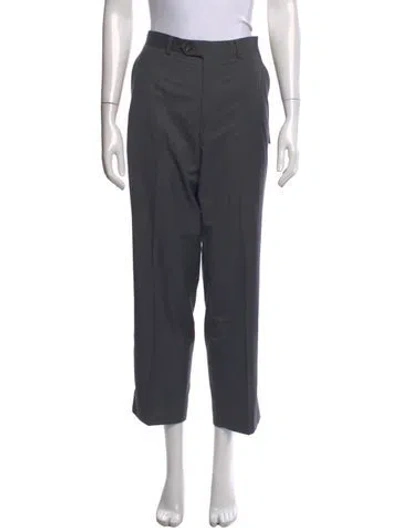 Pre-owned Michael Kors Striped Straight Leg Pants In Gray