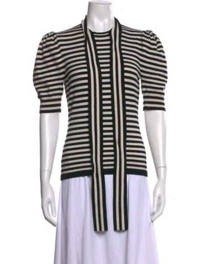 Pre-owned Michael Kors Striped Turtleneck Sweater In Black