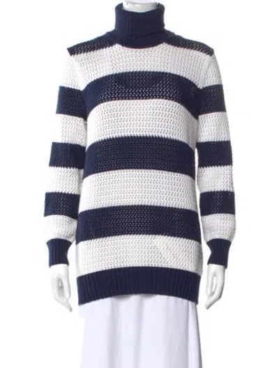 Pre-owned Michael Kors Striped Turtleneck Sweatshirt In Multi