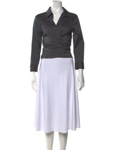 Pre-owned Michael Kors Striped V-neck Blouse W/ Tags In Blue