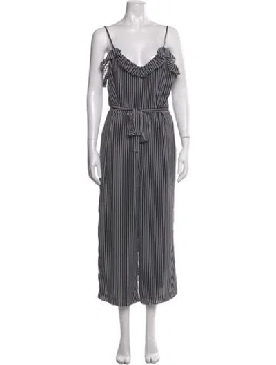 Pre-owned Michael Kors Striped V-neck Jumpsuit In Multi