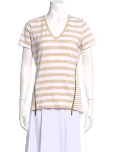 Pre-owned Michael Kors Striped V-neck T-shirt In Multi