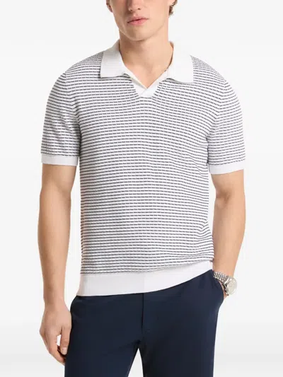 Michael Kors Dash Stripe Johnny Collar Polo Shirt In Gray