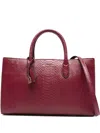 Michael Kors Structured Beige Vitello Leather Shopper In Burgundy