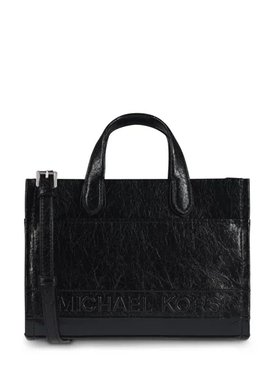 Michael Kors Structured Black Crinkled Leather Tote