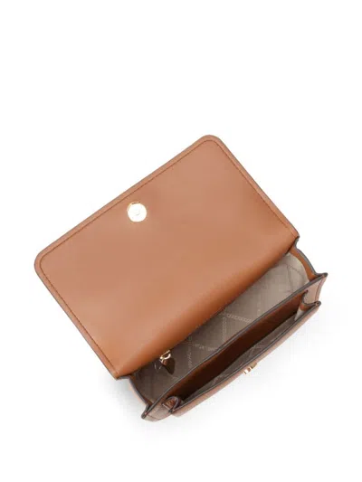 Michael Kors Structured Brown Leather Shoulder Bag With Gold-tone Chain Strap