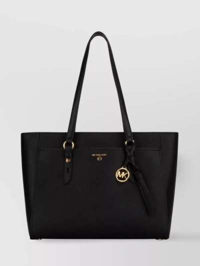 Michael Kors Structured Tassel Satchel With Top Handles In Black