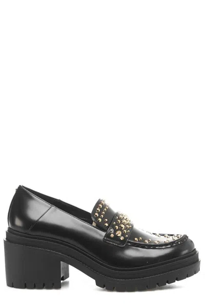 Michael Kors Stud-embellished Round-toe Loafers In Black