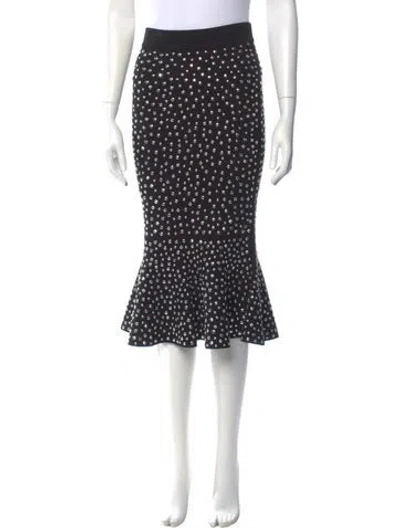 Pre-owned Michael Kors Studded Accents Midi Length Skirt In Black