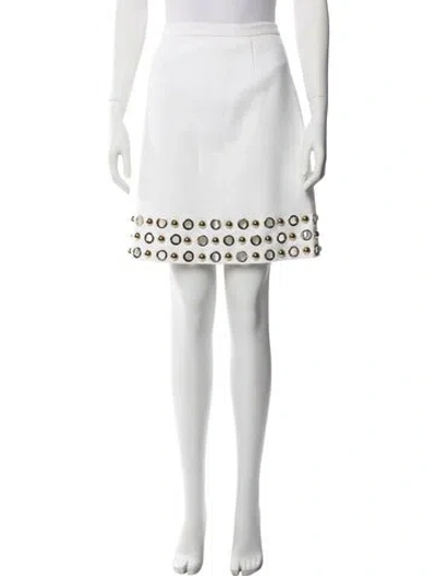 Pre-owned Michael Kors Studded Accents Mini Skirt In White