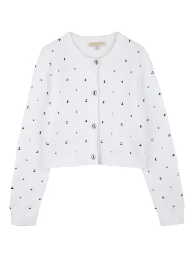 Michael Kors Kids' Studded Buttoned Cardigan In White