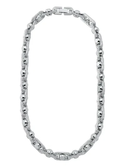 Michael Kors Studded Chain Necklace In Silver
