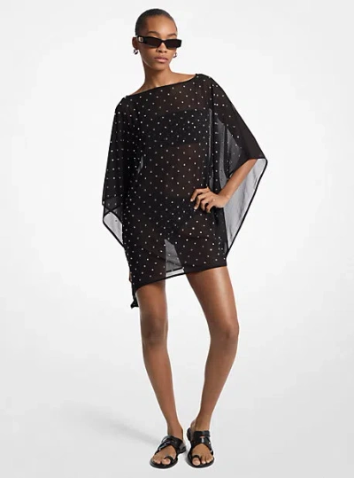 Michael Kors Studded Chiffon Caftan In Black