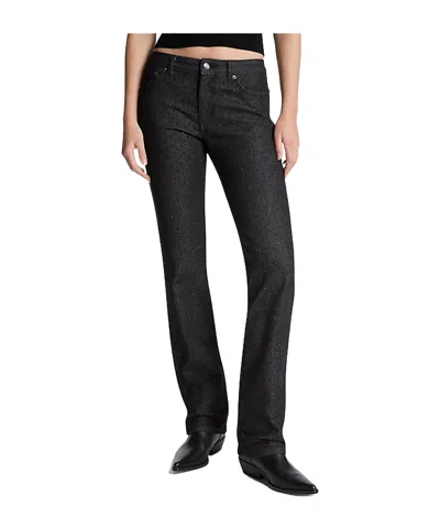 Michael Kors Studded Stretch Denim Cigarette Jeans In Black
