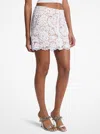 Michael Kors Studded Corded Floral Lace Mini Skirt In White