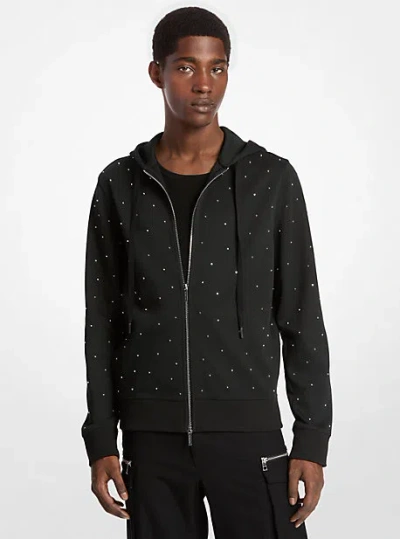 Michael Kors Studded Cotton Blend Hoodie In Black