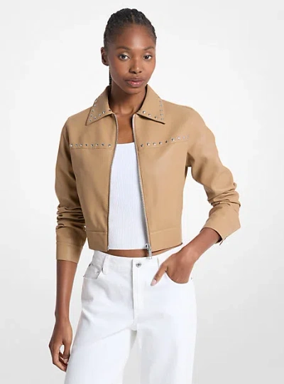 Michael Kors Studded Cropped Jacket In Neutral