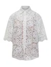 Michael Kors White Beaded Shirt With All-over Floral Embroidery In Tech Fabric Woman