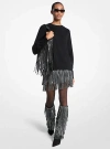 Michael Kors Studded Fringe Mini Skirt In Black