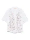 Michael Kors White Beaded Shirt With All-over Floral Embroidery In Tech Fabric Woman In Weiss