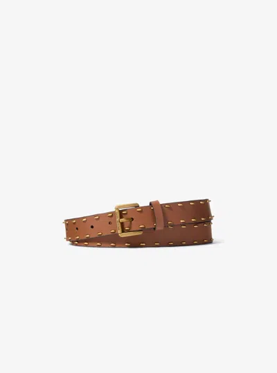 Michael Kors Studded Leather Belt In Brown