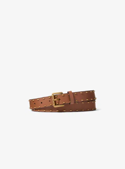 Michael Kors Studded Leather Belt In Brown