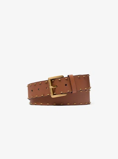 Michael Kors Studded Leather Belt In Silver