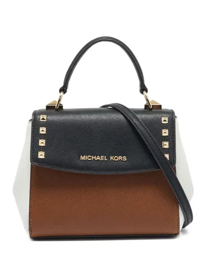 Pre-owned Michael Kors Studded Leather Tote Bag In Brown