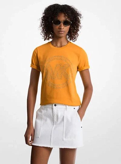 Michael Kors Studded Logo Charm Organic Cotton Jersey T-shirt