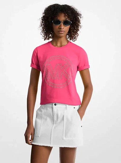 Michael Kors Studded Logo Charm Organic Cotton Jersey T-shirt